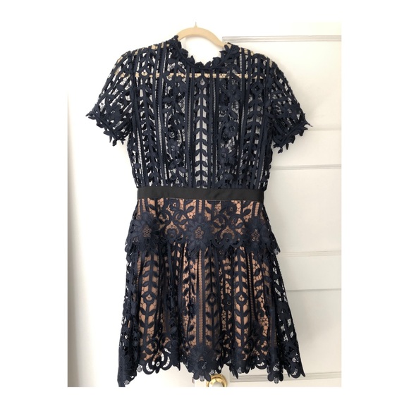 Self-Portrait Navy Lace Dress - Picture 2 of 7